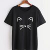 Black Cat Print T-shirt BC19
