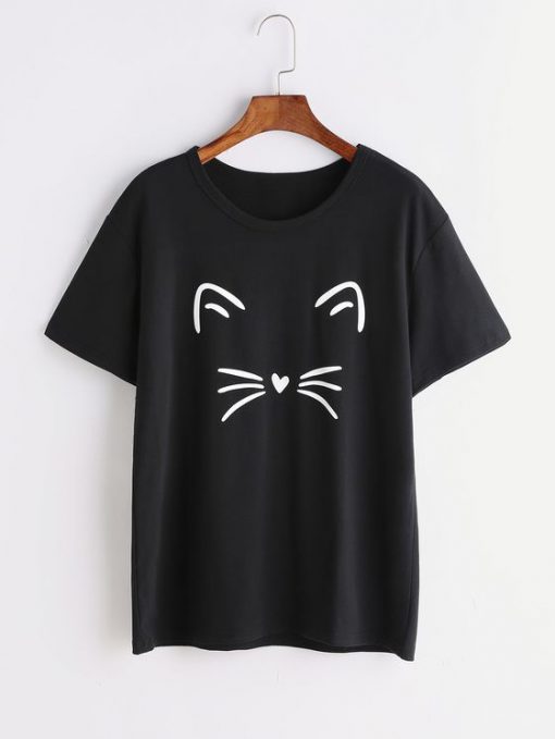 Black Cat Print T-shirt BC19