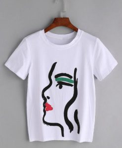 White Graffiti Print T-shirt EC01