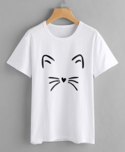 Face Cat Print T-shirt ZK01