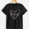 Letter And Heart Print T-Shirt SR01
