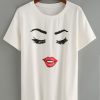 White Eyelash Lip T-Shirt AD01