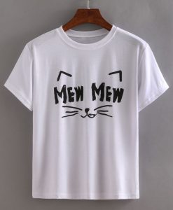 White Smiley Cat Print T-shirt ZK01