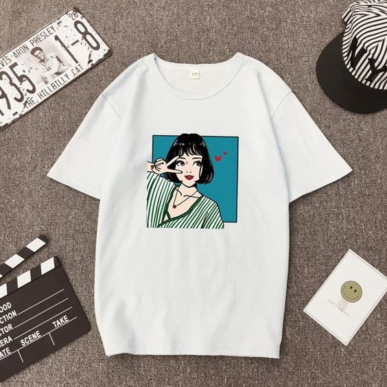 Kawaii girl print T-shirt SR01