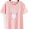 Milk Women Pink T-shirt ZK01