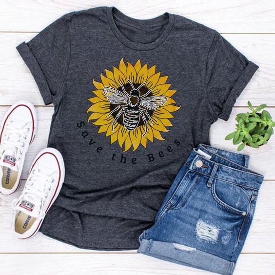 Save The Bees Sunflower T-shirt FD01
