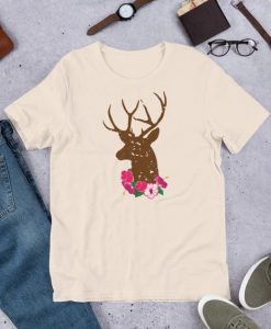 Stag And Summer Flowers T-Shirt SR01