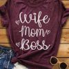 Wife Mom Boss Heart T Shirt ZK01
