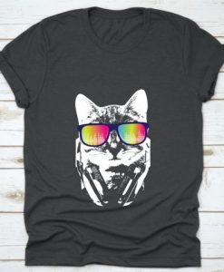 Music Ca Cool Kitten Headphones Sunglasses T-Shirt KH01