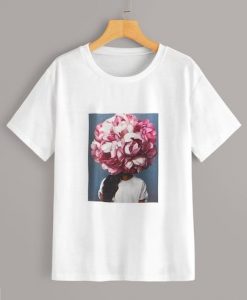 Floral And Figure Print Tee T-Shirt AZ01