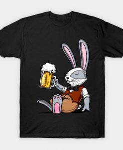 Funny Rabbit Beer Drinking T-Shirt AV01