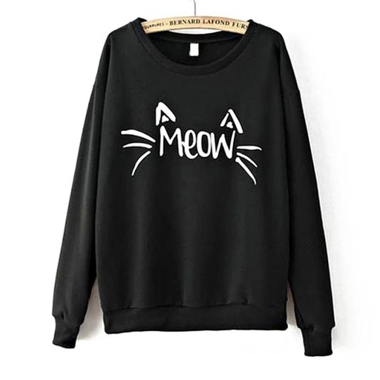 Meow Black Sweatshirt VL30