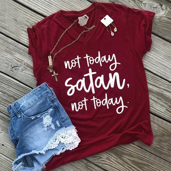 Not Today Satan Vintage T-Shirt DV01