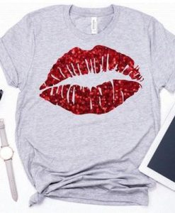 Red Glitter Lips T-Shirt AV01