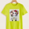 Stereo Flowers Figure Print Tee T-Shirt AZ01