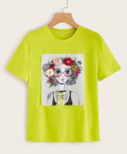 Stereo Flowers Figure Print Tee T-Shirt AZ01