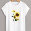 Sunflower Print Short Sleeve Tee T-Shirt AZ01
