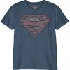 Superman Logo Grunge Col rond Manches T-SHIRT ER
