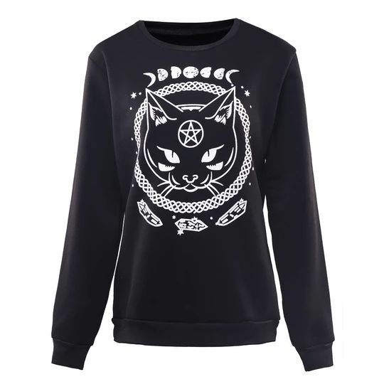 Witchcraft Cat Printed Sweatshirts EL