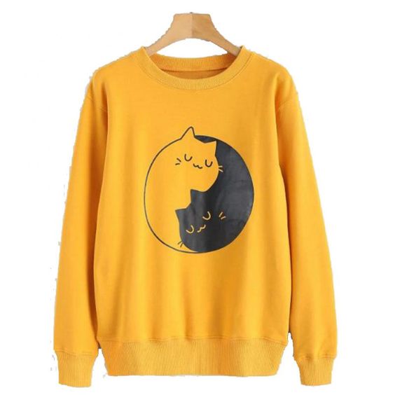 Kitten Print Graphic Sweatshirt VL15N