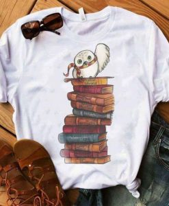Owl And Books T Shirt D3AZ