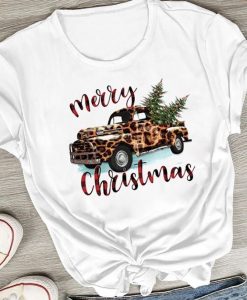 Printed Car Merry Christmas T-Shirt D7VL