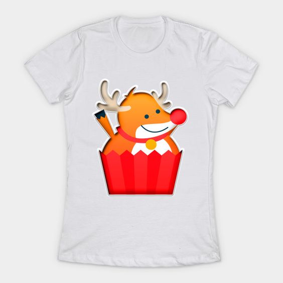 Christmas Reindeer Cupcake T Shirt AF18M0