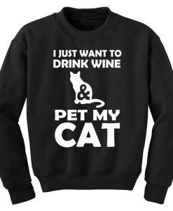 Funny Pet Cat And Drink Wine Youth Sweatshirt AL12A1